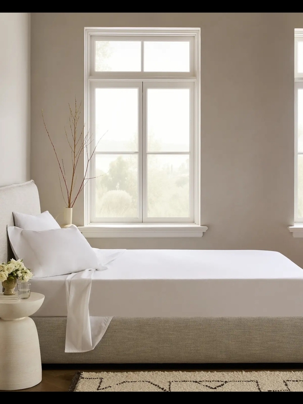 Quince Organic Crisp Percale Flat Sheet Set - Queen - White